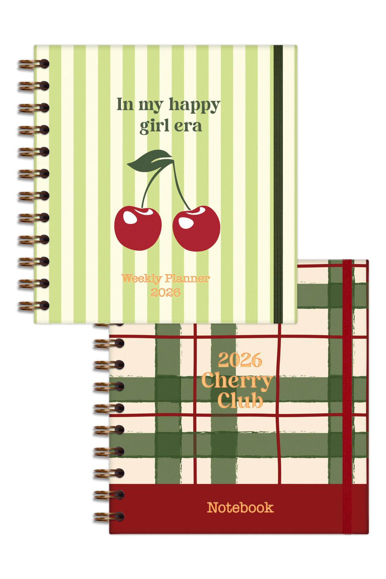 Matt Notebook 15x15 cm Kare 2'li Set Spiralli 2026 Yılı Haftalık Ajanda ve Defter Kiraz