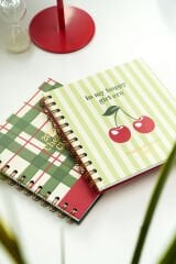 Matt Notebook 15x15 cm Kare 2'li Set Spiralli 2026 Yılı Haftalık Ajanda ve Defter Kiraz