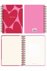 Matt Notebook A5 Spiralli Süresiz Planlayıcı Ajanda Kalpler