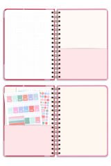 Matt Notebook A5 Spiralli Süresiz Planlayıcı Ajanda Kalpler