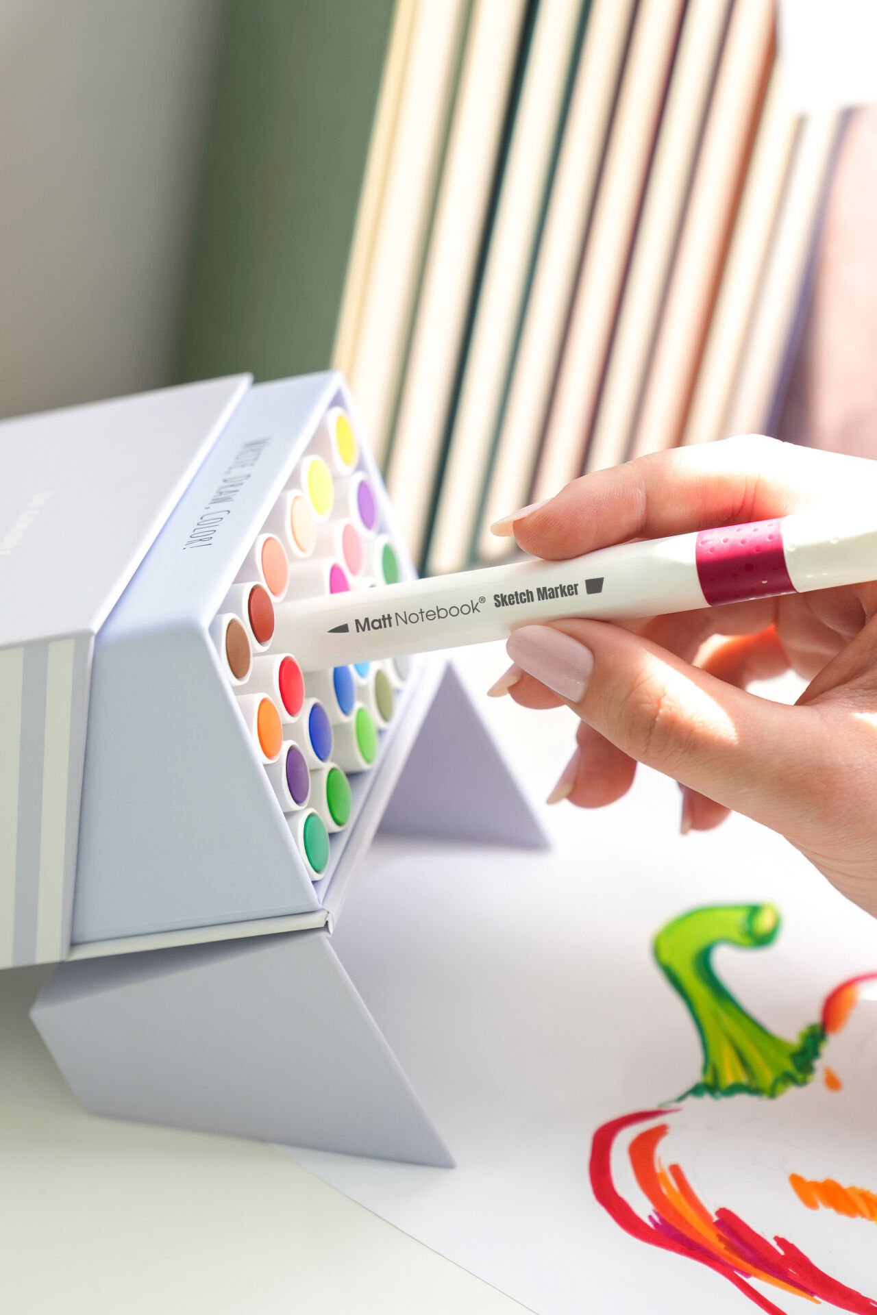 Matt Notebook 24 Renk Çift Uçlu Su Bazlı Keçeli Kalem Seti Kutulu Brush + Chisel