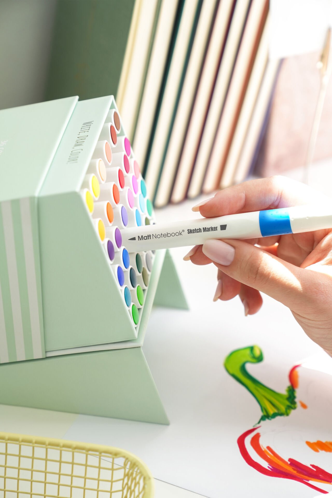 Matt Notebook 36 Renk Çift Uçlu Su Bazlı Keçeli Kalem Seti Kutulu Brush + Chisel