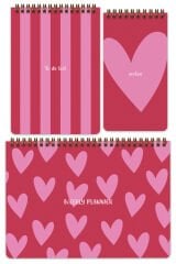 Matt Notebook 3’lü Spiralli Masaüstü Planlayıcı Set Kalpler