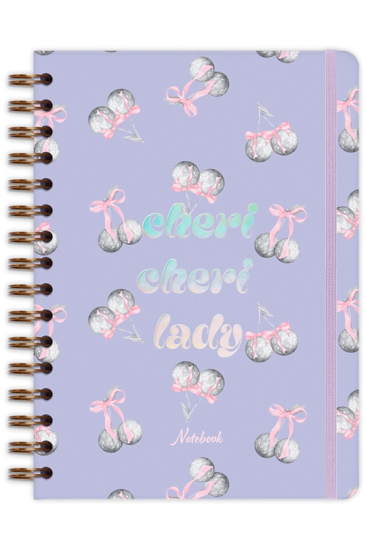 Matt Notebook A5 15x21 cm Spiralli Lastikli Çizgili Tarihsiz Not Defteri Kiraz Fiyonk