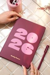 Matt Notebook 2026 Yılı B5 Haftalık Ajanda 17x24 cm - 12 Aylık Bordo
