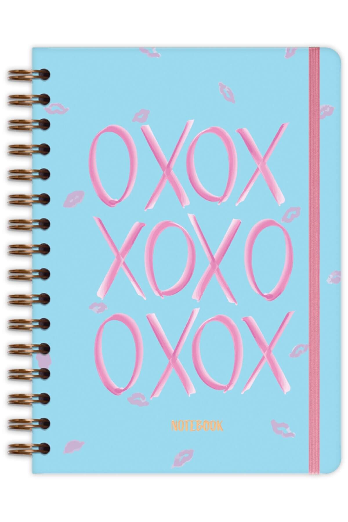 Matt Notebook A5 15x21 cm Spiralli Lastikli Çizgili Tarihsiz Not Defteri XOXO