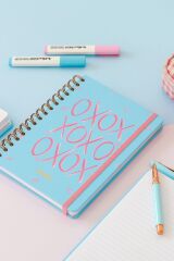 Matt Notebook A5 15x21 cm Spiralli Lastikli Çizgili Tarihsiz Not Defteri XOXO