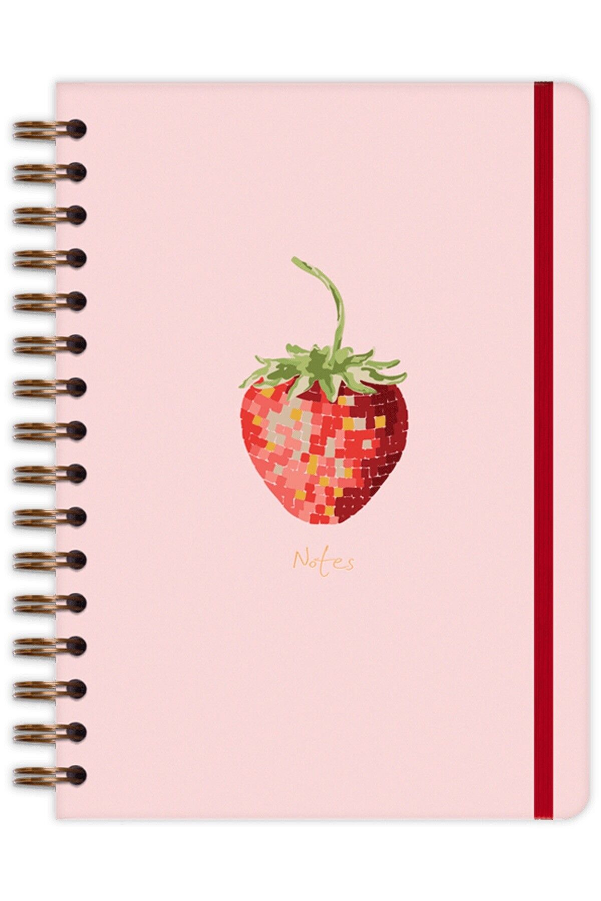 Matt Notebook A5 15x21 cm Spiralli Lastikli Çizgili Tarihsiz Not Defteri Çilek