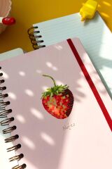 Matt Notebook A5 15x21 cm Spiralli Lastikli Çizgili Tarihsiz Not Defteri Çilek