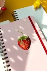 Matt Notebook A5 15x21 cm Spiralli Lastikli Çizgili Tarihsiz Not Defteri Çilek