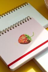 Matt Notebook A5 15x21 cm Spiralli Lastikli Çizgili Tarihsiz Not Defteri Çilek