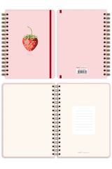 Matt Notebook A5 15x21 cm Spiralli Lastikli Çizgili Tarihsiz Not Defteri Çilek