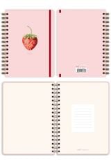 Matt Notebook A5 15x21 cm Spiralli Lastikli Çizgili Tarihsiz Not Defteri Çilek