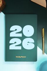 Matt Notebook 2026 Yılı B5 Haftalık Ajanda 17x24 cm - 12 Aylık Koyu Yeşil