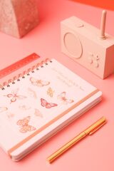 Matt Notebook A5 15x21 cm Spiralli Lastikli Düz, Çizgisiz Tarihsiz Not Defteri Kelebekler