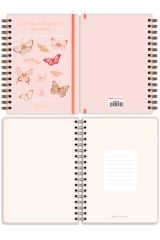 Matt Notebook A5 15x21 cm Spiralli Lastikli Düz, Çizgisiz Tarihsiz Not Defteri Kelebekler