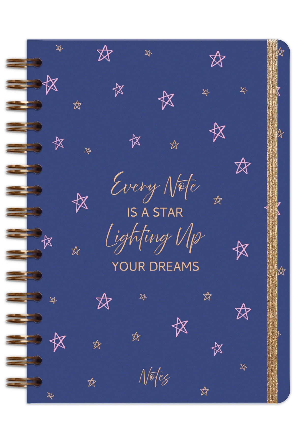 Matt Notebook A5 15x21 cm Spiralli Lastikli Düz, Çizgisiz Tarihsiz Not Defteri Yıldızlar