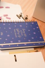 Matt Notebook A5 15x21 cm Spiralli Lastikli Düz, Çizgisiz Tarihsiz Not Defteri Yıldızlar