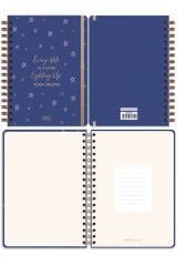 Matt Notebook A5 15x21 cm Spiralli Lastikli Düz, Çizgisiz Tarihsiz Not Defteri Yıldızlar