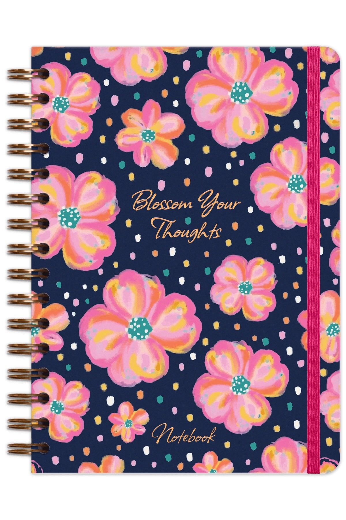 Matt Notebook A5 15x21 cm Spiralli Lastikli Düz, Çizgisiz Tarihsiz Not Defteri Çiçekler