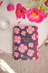 Matt Notebook A5 15x21 cm Spiralli Lastikli Düz, Çizgisiz Tarihsiz Not Defteri Çiçekler