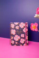 Matt Notebook A5 15x21 cm Spiralli Lastikli Düz, Çizgisiz Tarihsiz Not Defteri Çiçekler