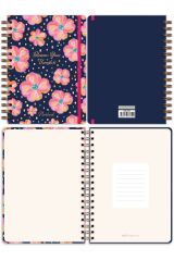 Matt Notebook A5 15x21 cm Spiralli Lastikli Düz, Çizgisiz Tarihsiz Not Defteri Çiçekler