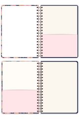 Matt Notebook A5 15x21 cm Spiralli Lastikli Düz, Çizgisiz Tarihsiz Not Defteri Çiçekler