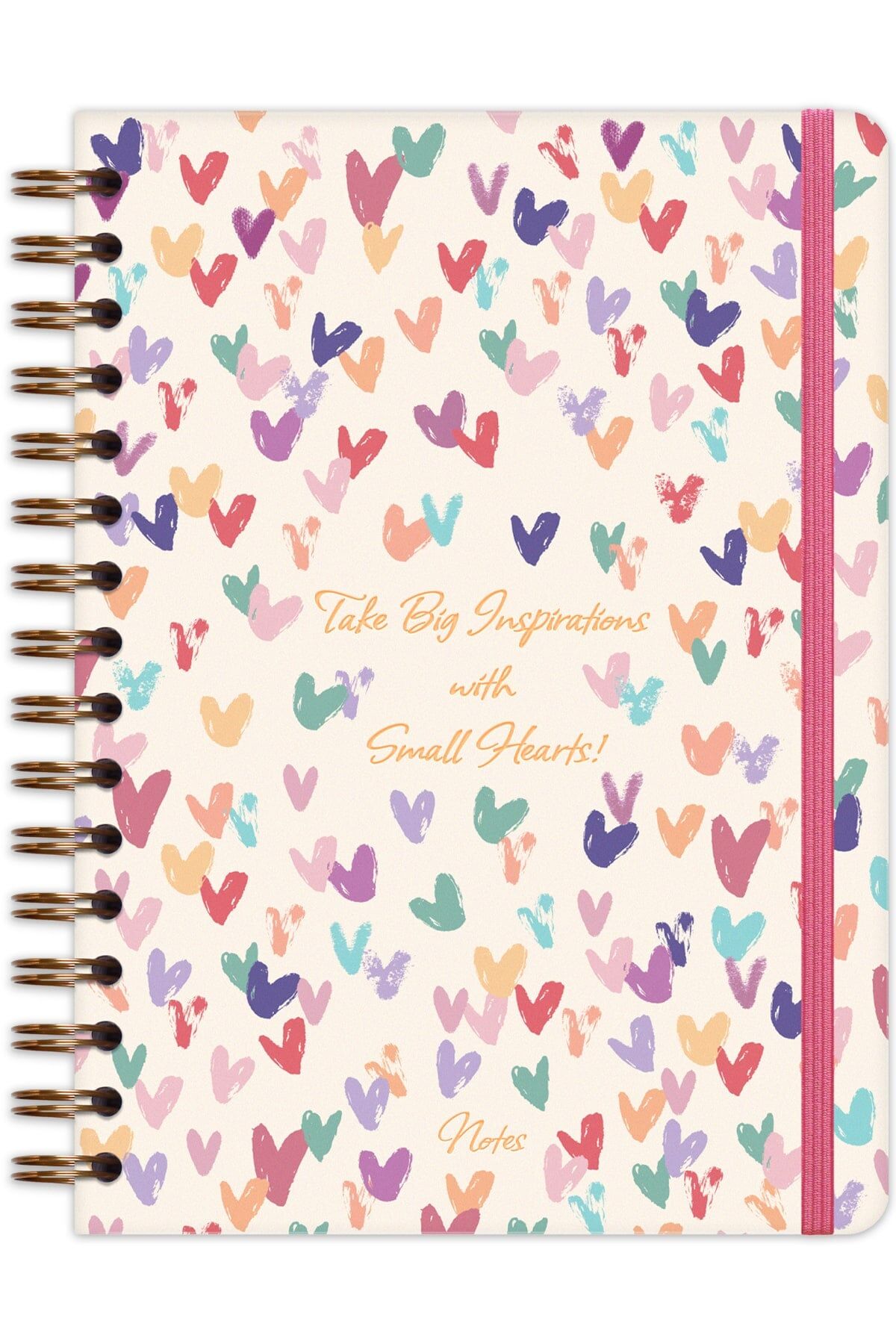 Matt Notebook A5 15x21 cm Spiralli Lastikli Noktalı Tarihsiz Not Defteri Kalpler