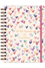 Matt Notebook A5 15x21 cm Spiralli Lastikli Noktalı Tarihsiz Not Defteri Kalpler