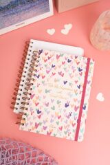 Matt Notebook A5 15x21 cm Spiralli Lastikli Noktalı Tarihsiz Not Defteri Kalpler