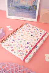 Matt Notebook A5 15x21 cm Spiralli Lastikli Noktalı Tarihsiz Not Defteri Kalpler