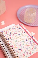 Matt Notebook A5 15x21 cm Spiralli Lastikli Noktalı Tarihsiz Not Defteri Kalpler