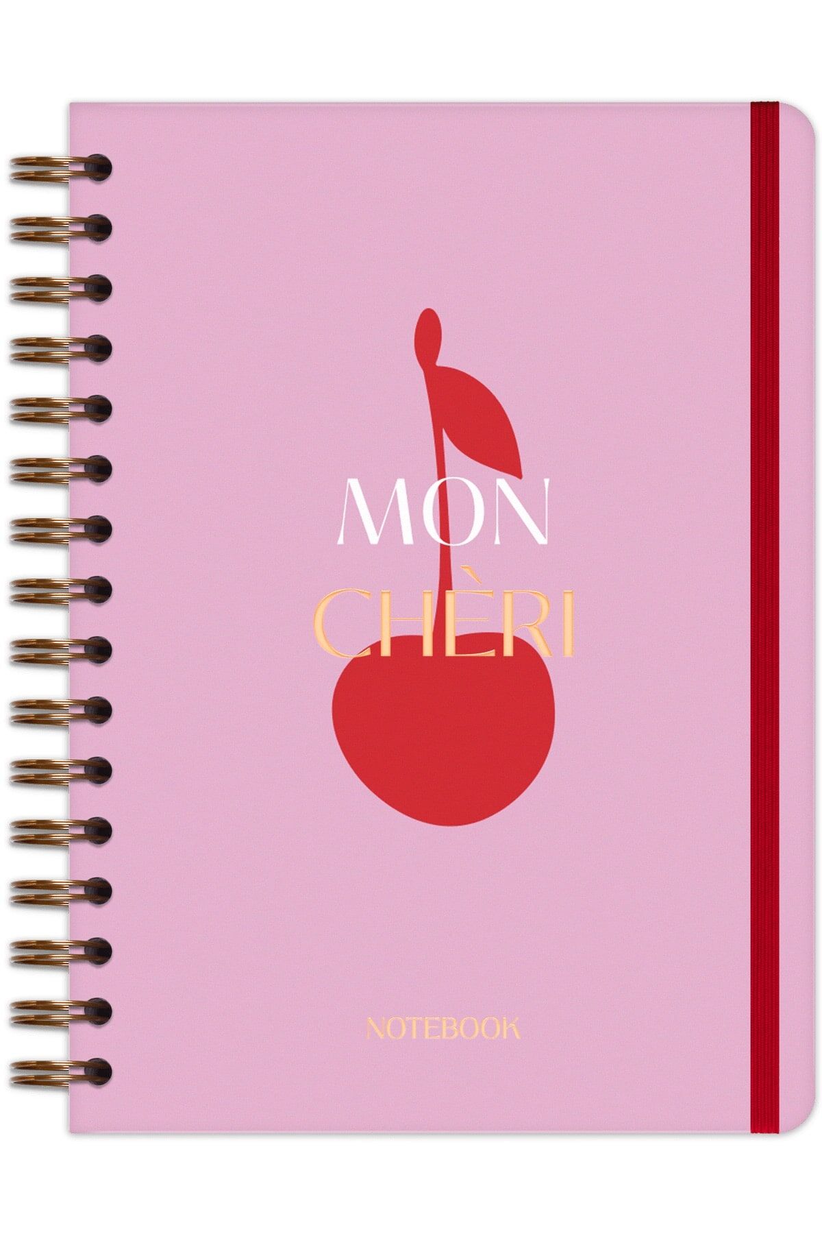 Matt Notebook A5 15x21 cm Spiralli Lastikli Noktalı Tarihsiz Not Defteri Kiraz