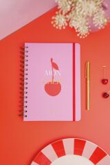 Matt Notebook A5 15x21 cm Spiralli Lastikli Noktalı Tarihsiz Not Defteri Kiraz