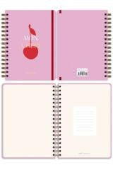 Matt Notebook A5 15x21 cm Spiralli Lastikli Noktalı Tarihsiz Not Defteri Kiraz