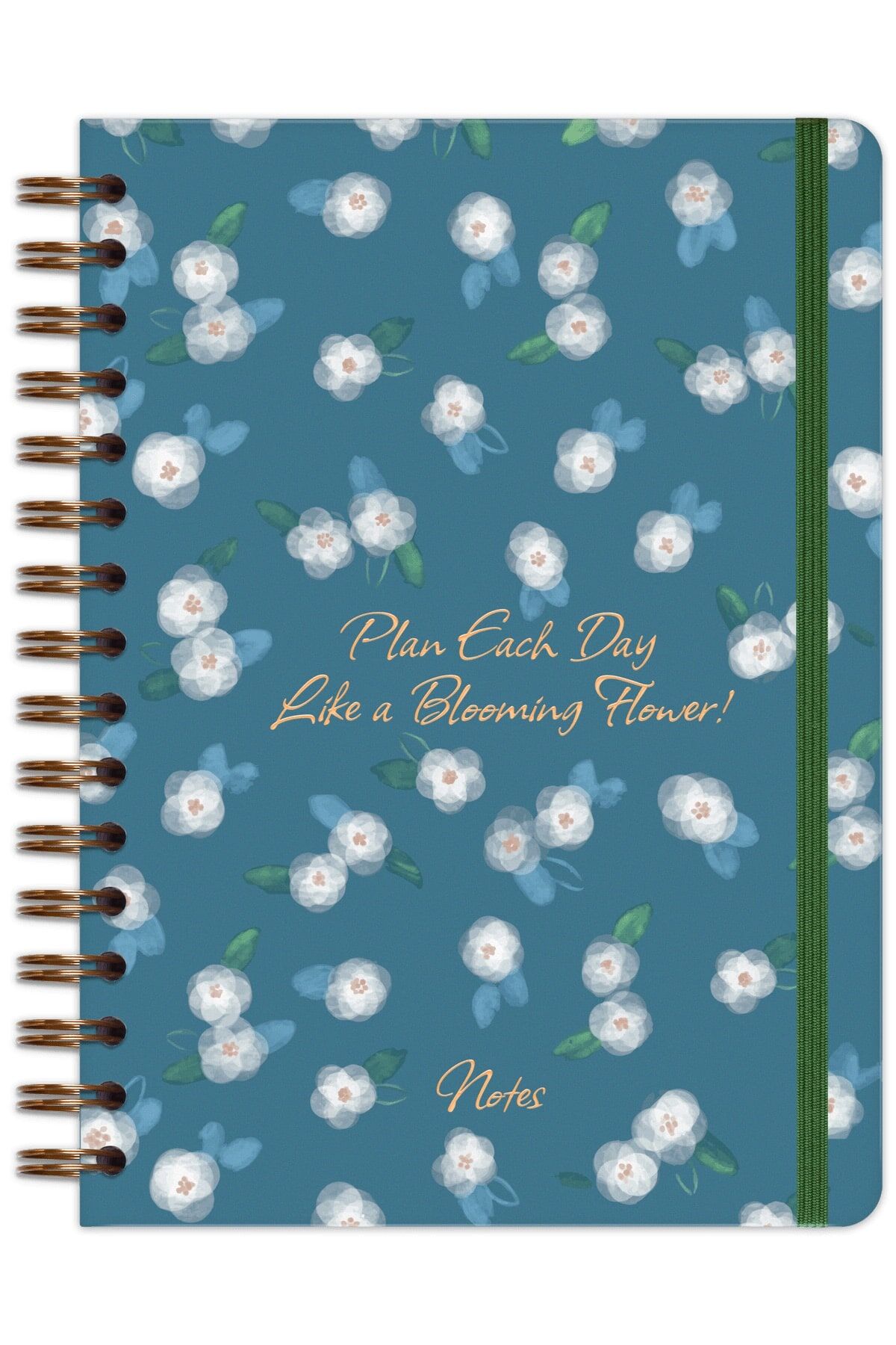 Matt Notebook A5 15x21 cm Spiralli Lastikli Noktalı Tarihsiz Not Defteri Çiçekler