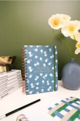 Matt Notebook A5 15x21 cm Spiralli Lastikli Noktalı Tarihsiz Not Defteri Çiçekler
