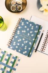Matt Notebook A5 15x21 cm Spiralli Lastikli Noktalı Tarihsiz Not Defteri Çiçekler