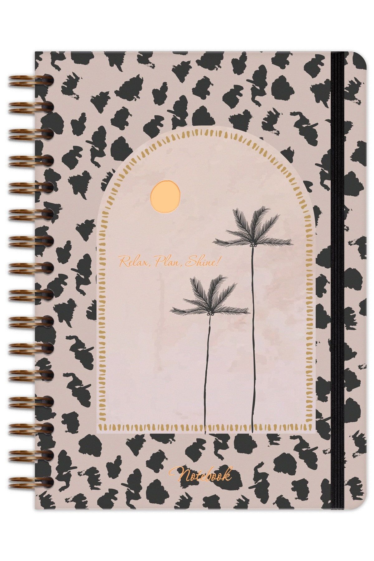 Matt Notebook A5 15x21 cm Spiralli Lastikli Kareli Tarihsiz Not Defteri Palmiyeler