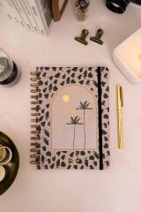 Matt Notebook A5 15x21 cm Spiralli Lastikli Kareli Tarihsiz Not Defteri Palmiyeler