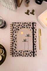 Matt Notebook A5 15x21 cm Spiralli Lastikli Kareli Tarihsiz Not Defteri Palmiyeler