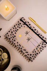 Matt Notebook A5 15x21 cm Spiralli Lastikli Kareli Tarihsiz Not Defteri Palmiyeler