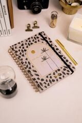 Matt Notebook A5 15x21 cm Spiralli Lastikli Kareli Tarihsiz Not Defteri Palmiyeler