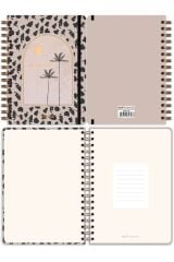 Matt Notebook A5 15x21 cm Spiralli Lastikli Kareli Tarihsiz Not Defteri Palmiyeler