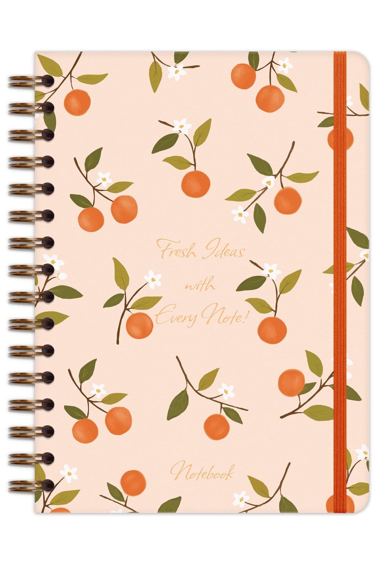 Matt Notebook A5 15x21 cm Spiralli Lastikli Kareli Tarihsiz Not Defteri Portakal Çiçeği