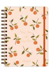 Matt Notebook A5 15x21 cm Spiralli Lastikli Kareli Tarihsiz Not Defteri Portakal Çiçeği