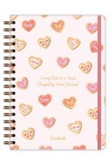 Matt Notebook B5 17x24 cm Spiralli Lastikli Kareli Tarihsiz Not Defteri Kalp Kurabiyeler