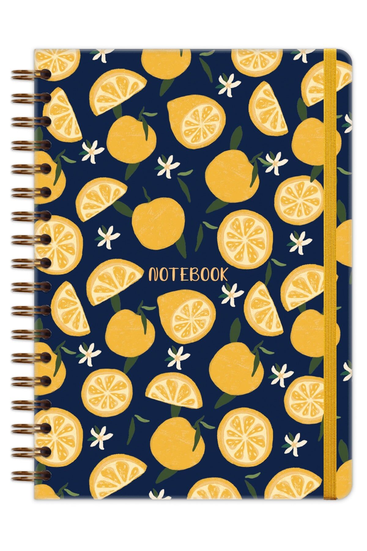 Matt Notebook B5 17x24 cm Spiralli Lastikli Kareli Tarihsiz Not Defteri Limon