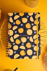 Matt Notebook B5 17x24 cm Spiralli Lastikli Kareli Tarihsiz Not Defteri Limon